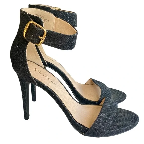 ZIGI SOHO High Heels Ankle Strap Open Toe Black Sparkle Women Size 8 - Picture 3 of 12